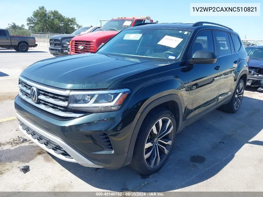 2022 Volkswagen Atlas Se VIN: 1V2WP2CAXNC510821 Lot: 40140782