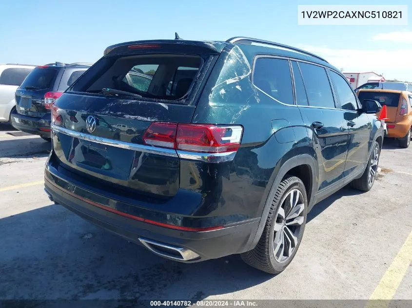 2022 Volkswagen Atlas Se VIN: 1V2WP2CAXNC510821 Lot: 40140782