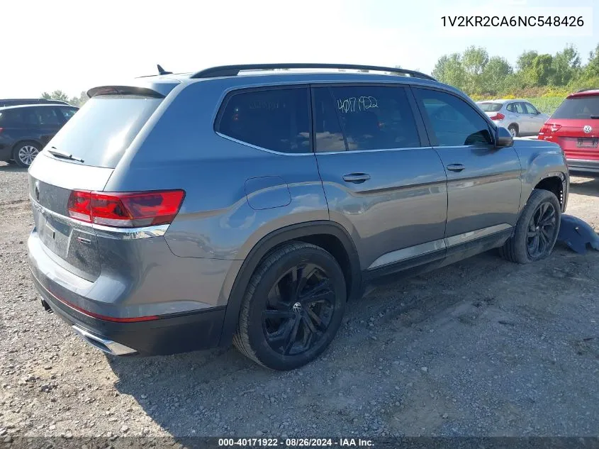 2022 Volkswagen Atlas 3.6L V6 Se W/Technology VIN: 1V2KR2CA6NC548426 Lot: 40171922