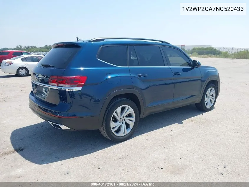 1V2WP2CA7NC520433 2022 Volkswagen Atlas 2.0T Se W/Technology