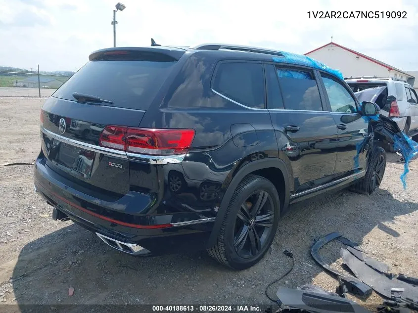 2022 Volkswagen Atlas 3.6L V6 Sel R-Line VIN: 1V2AR2CA7NC519092 Lot: 40188613