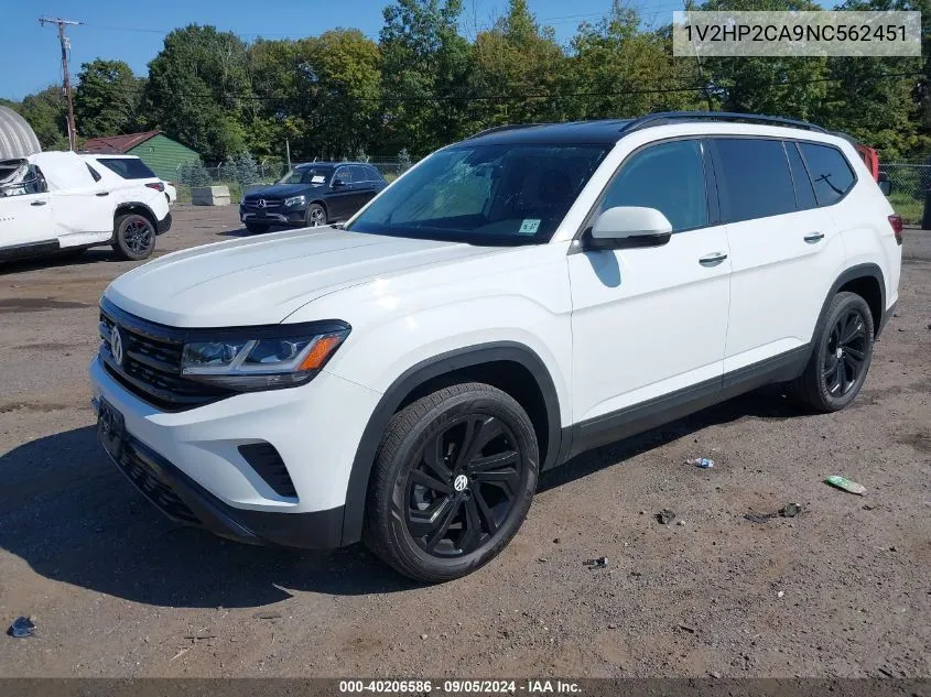 2022 Volkswagen Atlas 2.0T Se W/Technology VIN: 1V2HP2CA9NC562451 Lot: 40206586