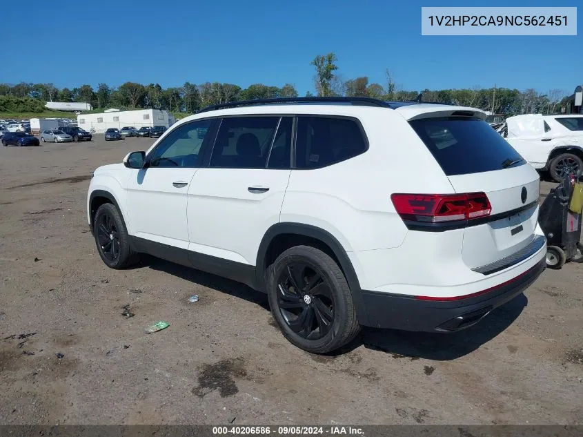 2022 Volkswagen Atlas 2.0T Se W/Technology VIN: 1V2HP2CA9NC562451 Lot: 40206586