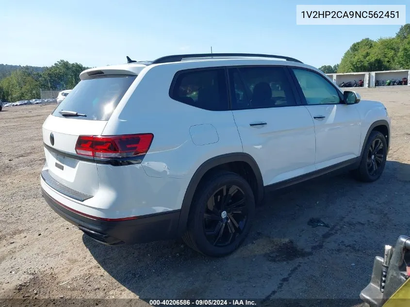 2022 Volkswagen Atlas 2.0T Se W/Technology VIN: 1V2HP2CA9NC562451 Lot: 40206586