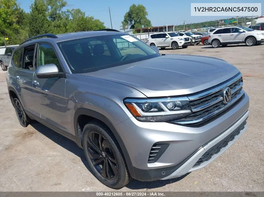 2022 Volkswagen Atlas 3.6L V6 Se W/Technology VIN: 1V2HR2CA6NC547500 Lot: 40212605