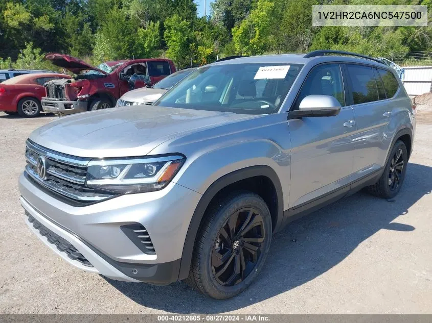 2022 Volkswagen Atlas 3.6L V6 Se W/Technology VIN: 1V2HR2CA6NC547500 Lot: 40212605