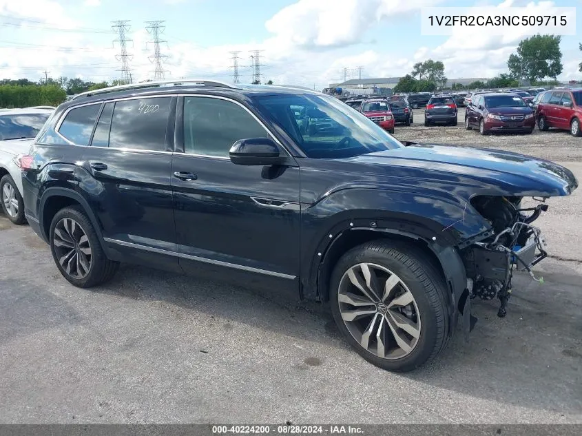 2022 Volkswagen Atlas 3.6L V6 Sel Premium R-Line VIN: 1V2FR2CA3NC509715 Lot: 40224200