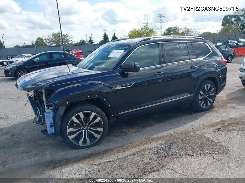 2022 Volkswagen Atlas 3.6L V6 Sel Premium R-Line VIN: 1V2FR2CA3NC509715 Lot: 40224200