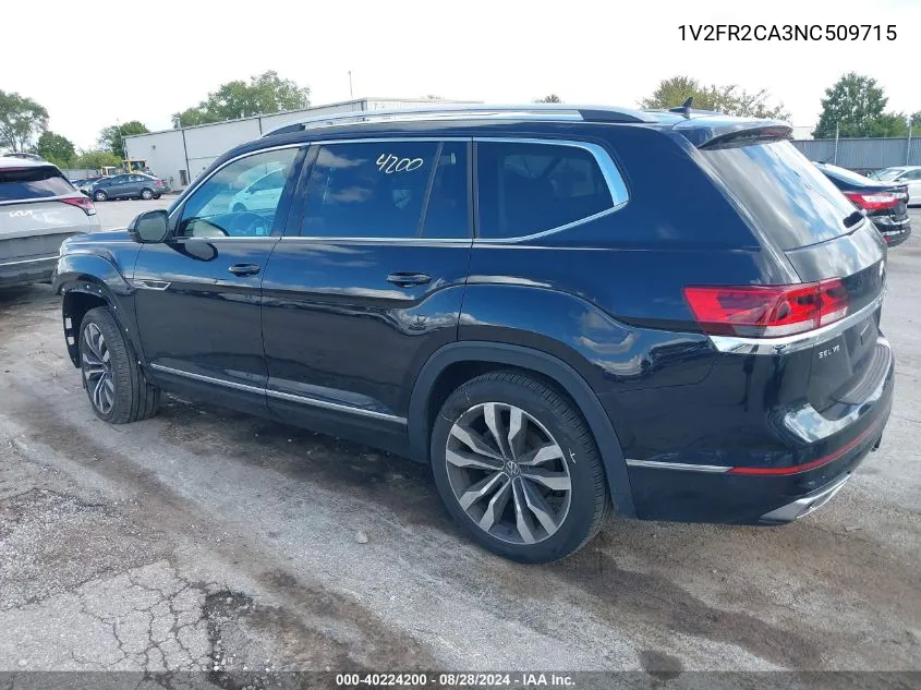 2022 Volkswagen Atlas 3.6L V6 Sel Premium R-Line VIN: 1V2FR2CA3NC509715 Lot: 40224200