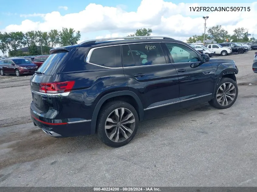 2022 Volkswagen Atlas 3.6L V6 Sel Premium R-Line VIN: 1V2FR2CA3NC509715 Lot: 40224200