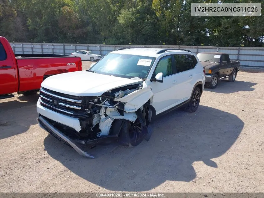 2022 Volkswagen Atlas 3.6L V6 Se W/Technology VIN: 1V2HR2CA0NC511026 Lot: 40310202