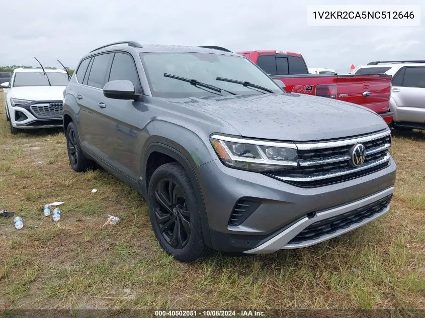 2022 Volkswagen Atlas Se VIN: 1V2KR2CA5NC512646 Lot: 40502051