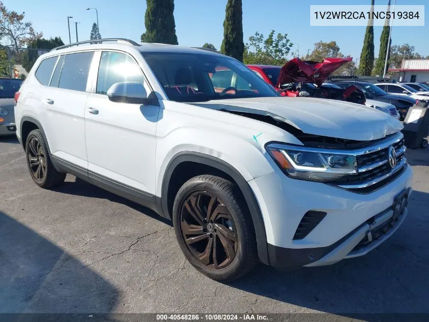 1V2WR2CA1NC519384 2022 Volkswagen Atlas 3.6L V6 Se W/Technology