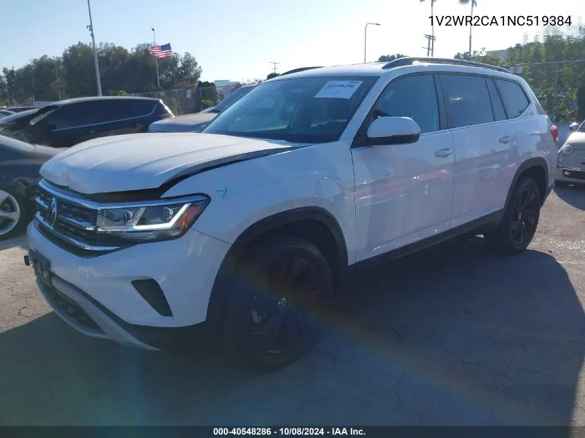 2022 Volkswagen Atlas 3.6L V6 Se W/Technology VIN: 1V2WR2CA1NC519384 Lot: 40548286