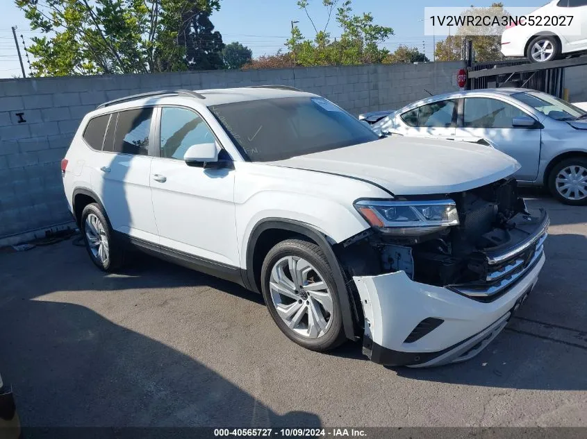 2022 Volkswagen Atlas 3.6L V6 Se W/Technology VIN: 1V2WR2CA3NC522027 Lot: 40565727