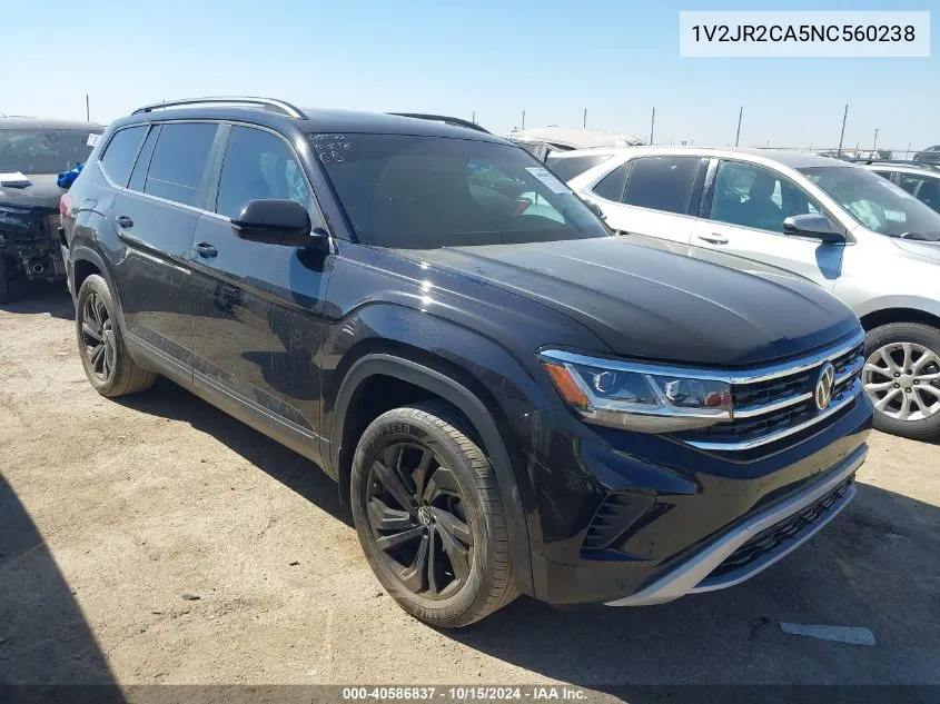 2022 Volkswagen Atlas 3.6L V6 Se W/Technology VIN: 1V2JR2CA5NC560238 Lot: 40586837