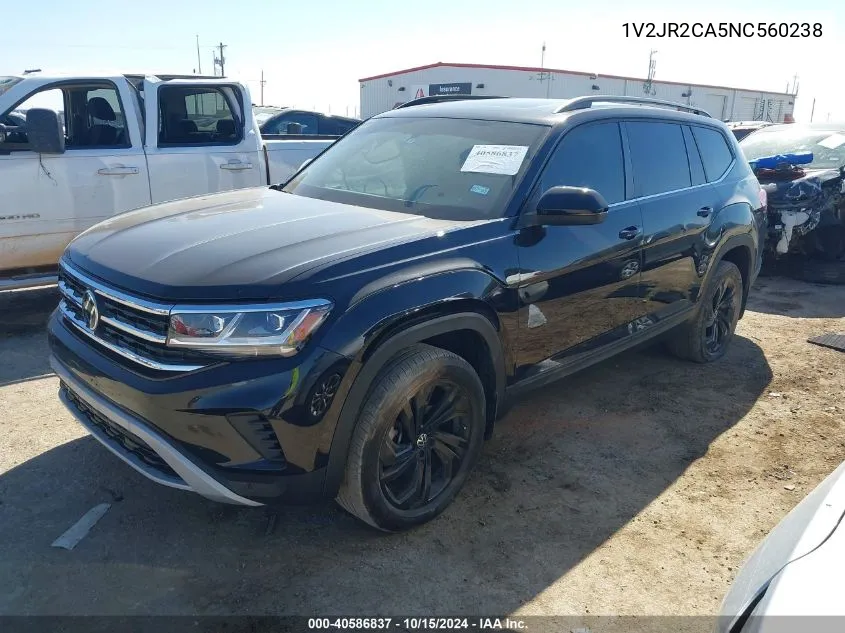 2022 Volkswagen Atlas 3.6L V6 Se W/Technology VIN: 1V2JR2CA5NC560238 Lot: 40586837