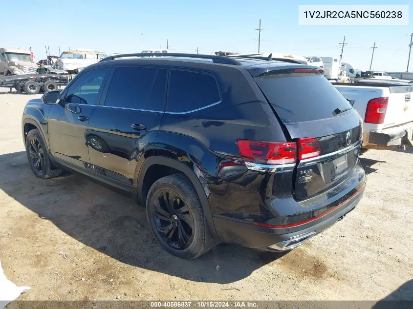 2022 Volkswagen Atlas 3.6L V6 Se W/Technology VIN: 1V2JR2CA5NC560238 Lot: 40586837