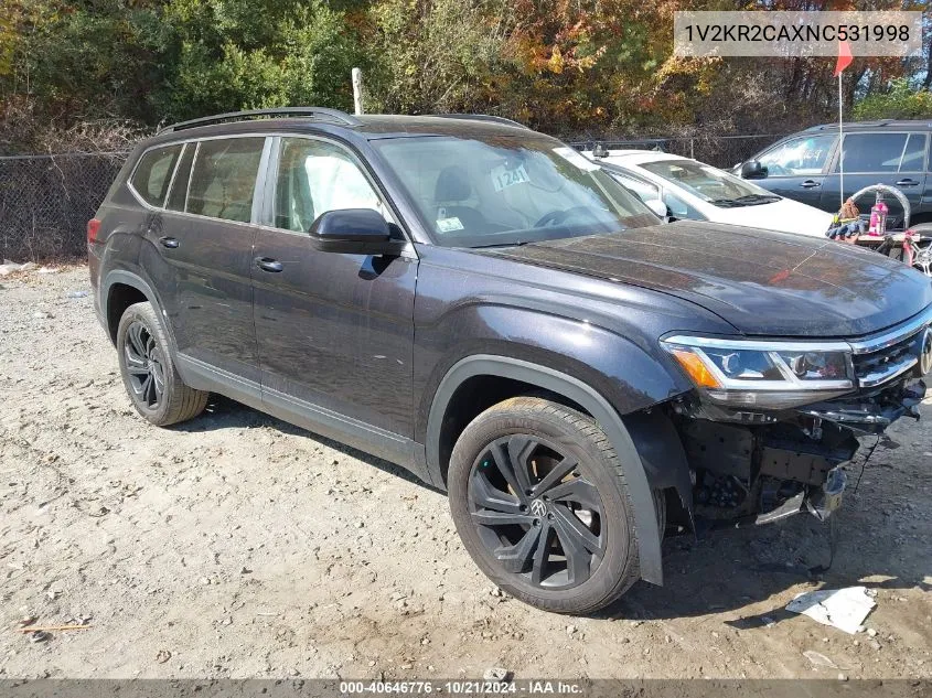 2022 Volkswagen Atlas 3.6L V6 Se W/Technology VIN: 1V2KR2CAXNC531998 Lot: 40646776