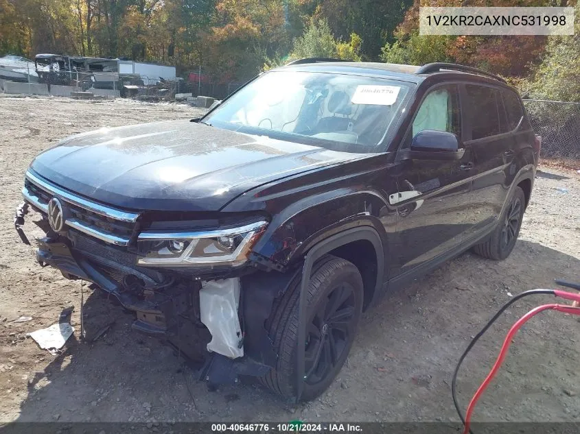 2022 Volkswagen Atlas 3.6L V6 Se W/Technology VIN: 1V2KR2CAXNC531998 Lot: 40646776