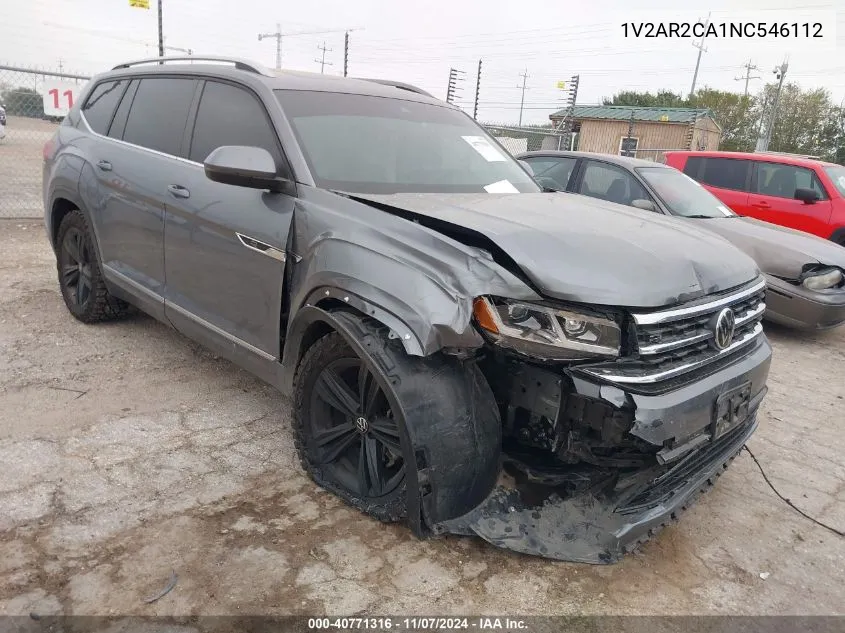 2022 Volkswagen Atlas 3.6L V6 Sel R-Line VIN: 1V2AR2CA1NC546112 Lot: 40771316