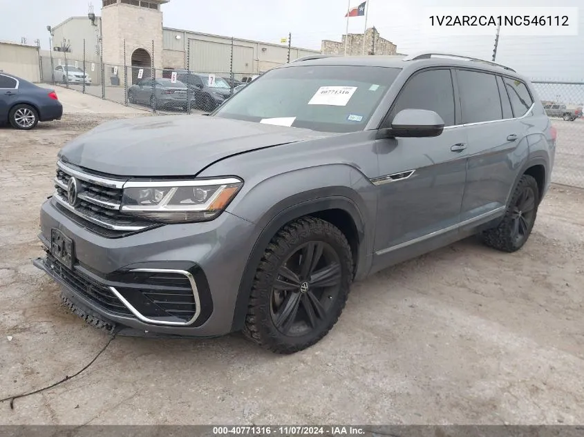 2022 Volkswagen Atlas 3.6L V6 Sel R-Line VIN: 1V2AR2CA1NC546112 Lot: 40771316