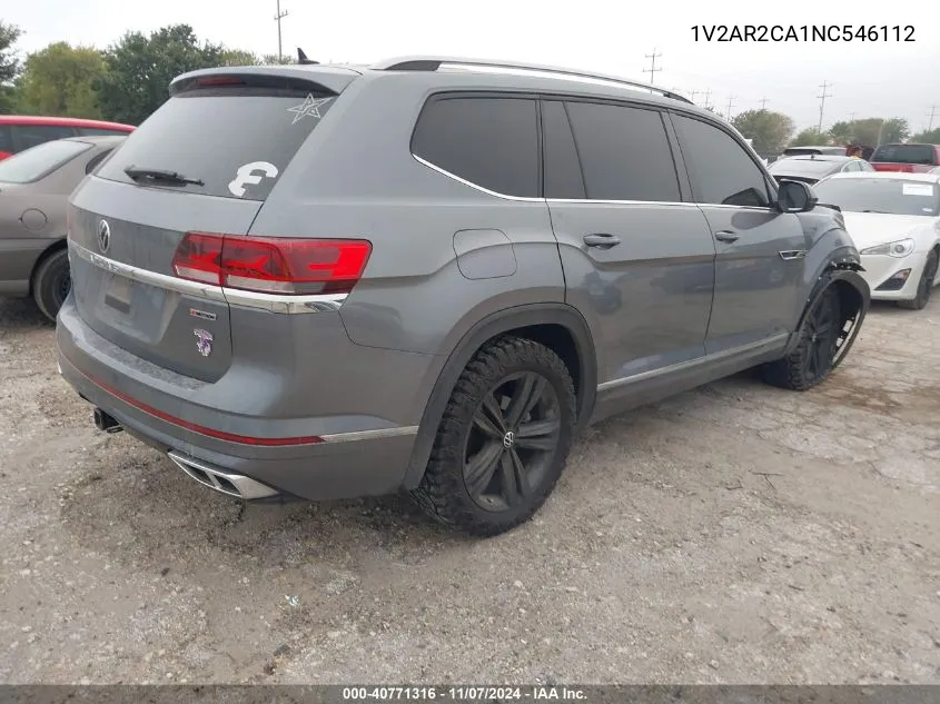 2022 Volkswagen Atlas 3.6L V6 Sel R-Line VIN: 1V2AR2CA1NC546112 Lot: 40771316