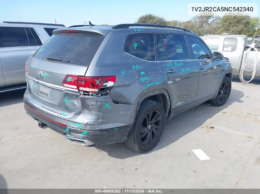 2022 Volkswagen Atlas 3.6L V6 Se W/Technology VIN: 1V2JR2CA5NC542340 Lot: 40858262