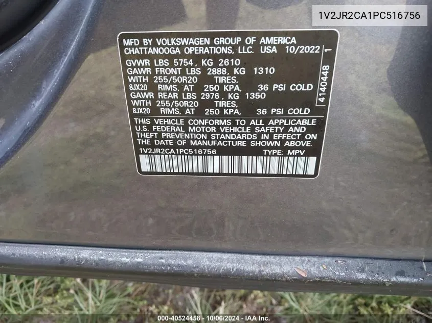 1V2JR2CA1PC516756 2023 Volkswagen Atlas Se