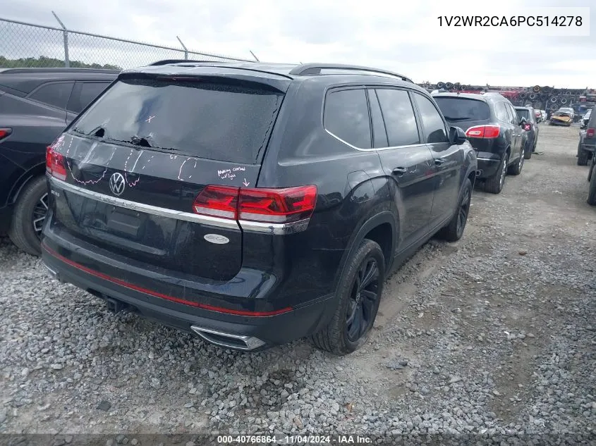 2023 Volkswagen Atlas 3.6L V6 Se W/Technology VIN: 1V2WR2CA6PC514278 Lot: 40766864