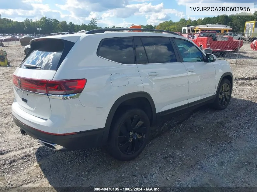 2024 Volkswagen Atlas 2.0T Se W/Technology VIN: 1V2JR2CA2RC603956 Lot: 40478195