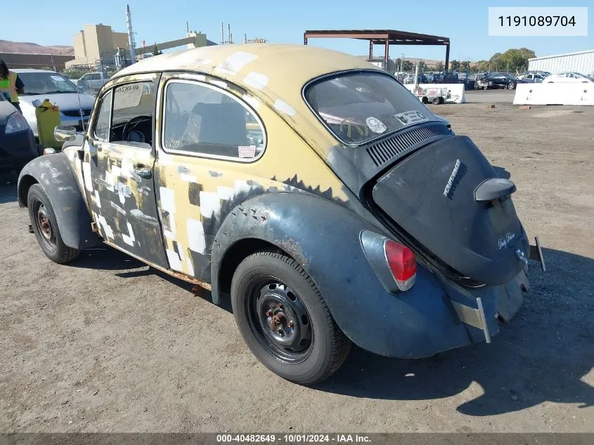 1969 Volkswagen Beetle VIN: 1191089704 Lot: 40482649