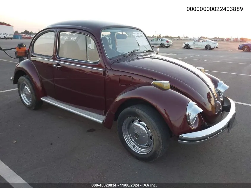 1972 Vw Beetle VIN: 00000000022403889 Lot: 40820834