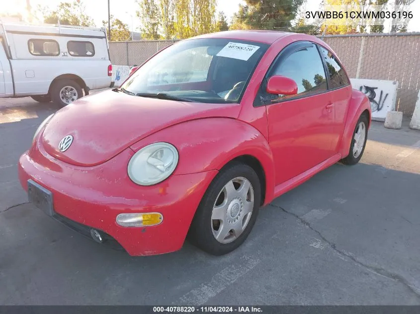 1998 Volkswagen New Beetle VIN: 3VWBB61CXWM036196 Lot: 40788220