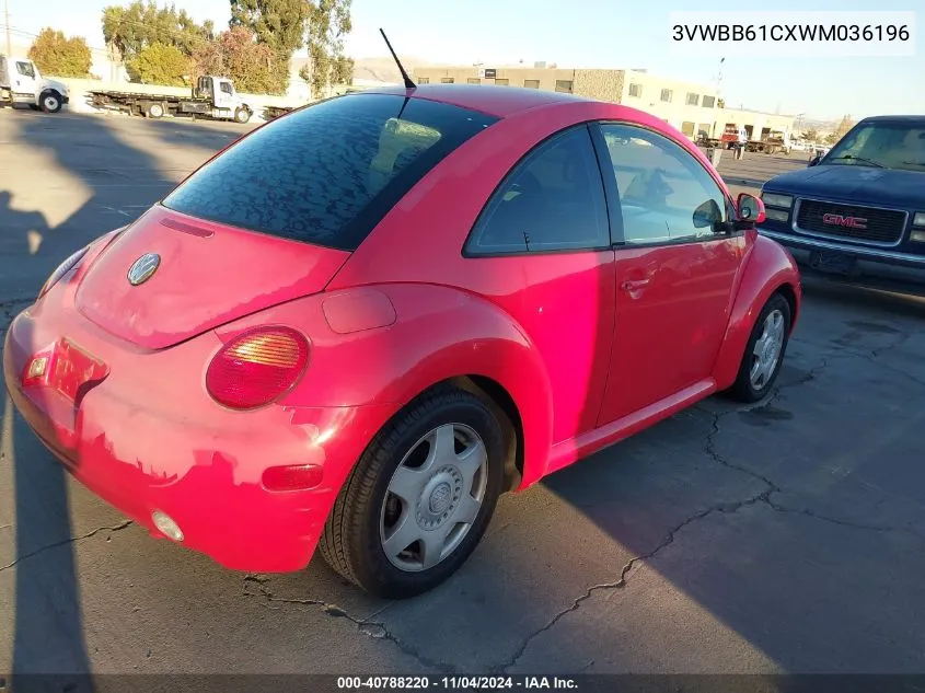 1998 Volkswagen New Beetle VIN: 3VWBB61CXWM036196 Lot: 40788220