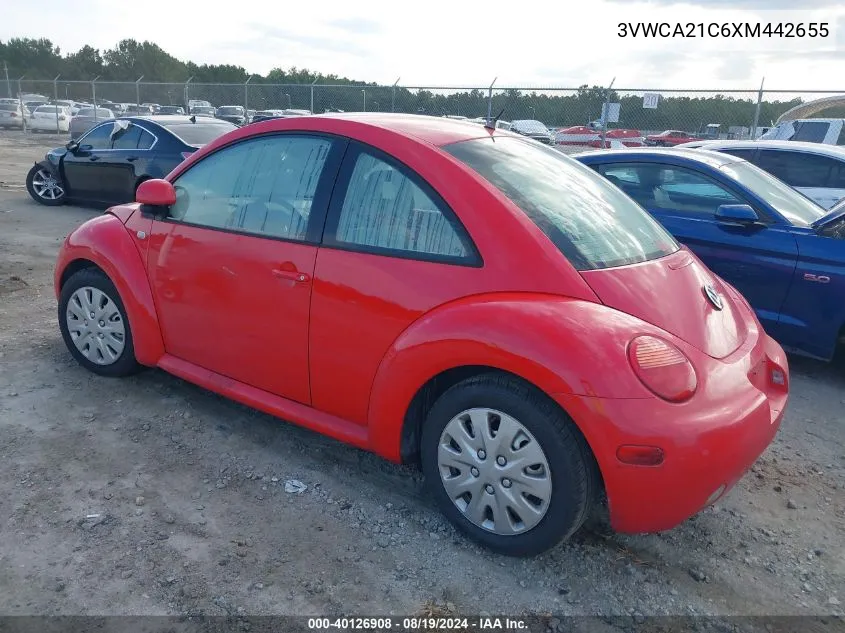 1999 Volkswagen New Beetle Gls VIN: 3VWCA21C6XM442655 Lot: 40126908