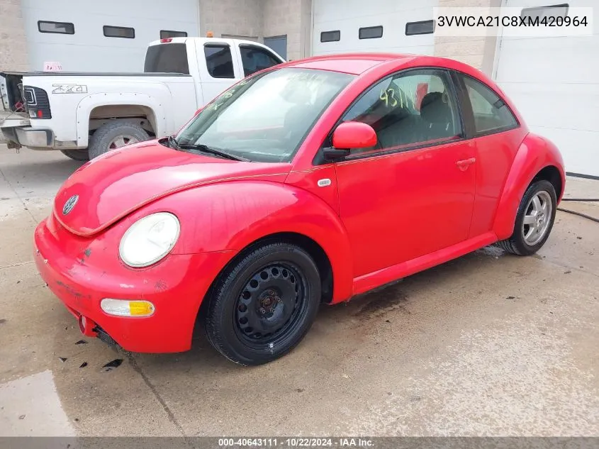 1999 Volkswagen New Beetle Gls VIN: 3VWCA21C8XM420964 Lot: 40643111