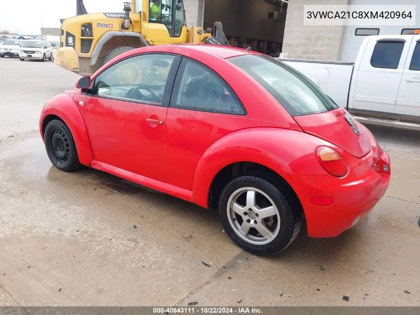 1999 Volkswagen New Beetle Gls VIN: 3VWCA21C8XM420964 Lot: 40643111