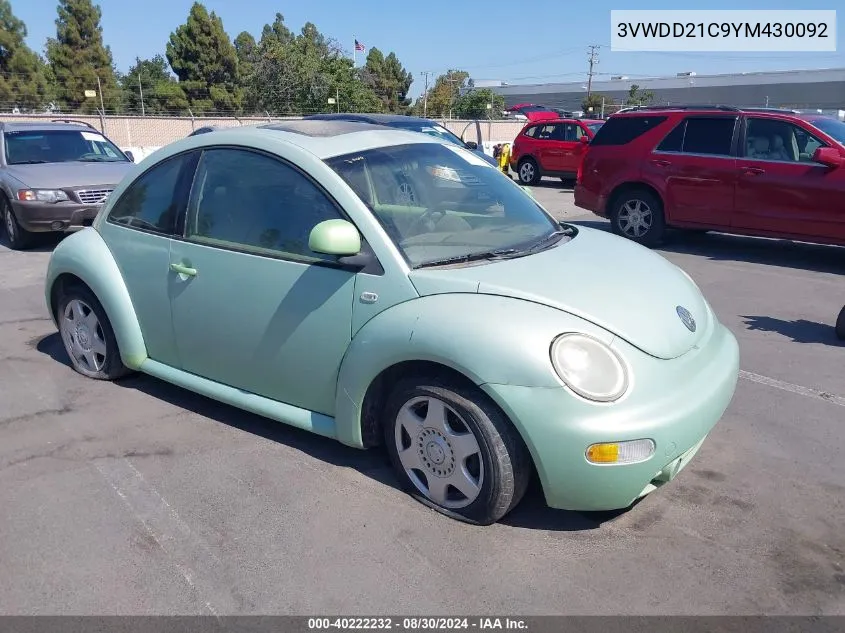 2000 Volkswagen New Beetle Glx VIN: 3VWDD21C9YM430092 Lot: 40222232