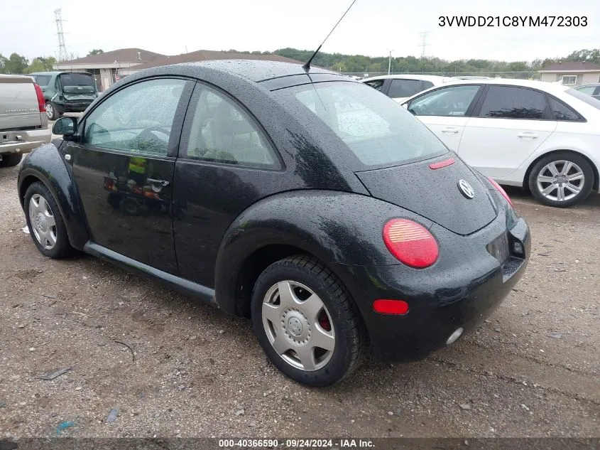 2000 Volkswagen New Beetle Glx VIN: 3VWDD21C8YM472303 Lot: 40366590