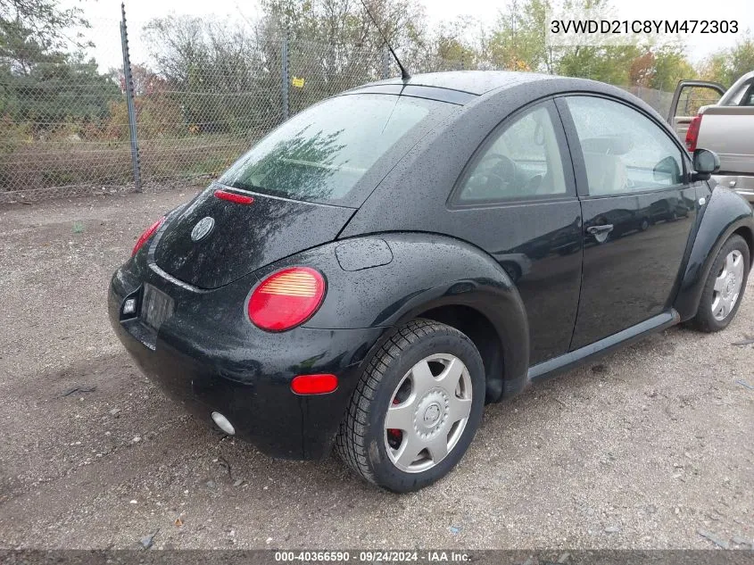 2000 Volkswagen New Beetle Glx VIN: 3VWDD21C8YM472303 Lot: 40366590