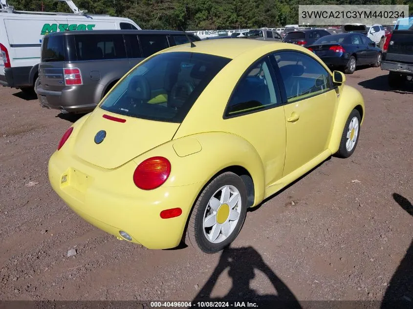 2000 Volkswagen New Beetle Gls VIN: 3VWCA21C3YM440234 Lot: 40496004