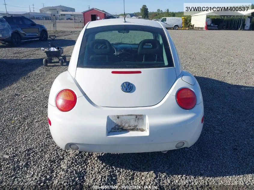 2000 Volkswagen New Beetle Gl VIN: 3VWBC21C0YM400537 Lot: 40507809