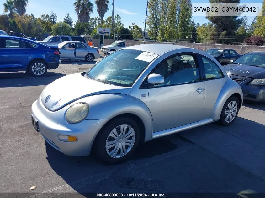 2000 Volkswagen New Beetle Gl VIN: 3VWBC21C3YM400421 Lot: 40509523