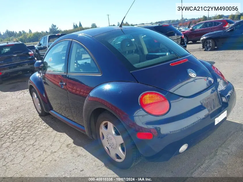 2000 Volkswagen New Beetle Gls VIN: 3VWCA21C2YM490056 Lot: 40510335