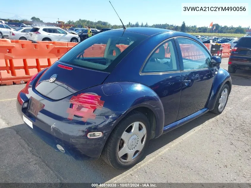 2000 Volkswagen New Beetle Gls VIN: 3VWCA21C2YM490056 Lot: 40510335