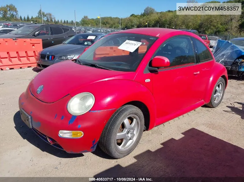 2000 Volkswagen New Beetle Gls 1.8L Turbo VIN: 3VWCD21C0YM458357 Lot: 40533717