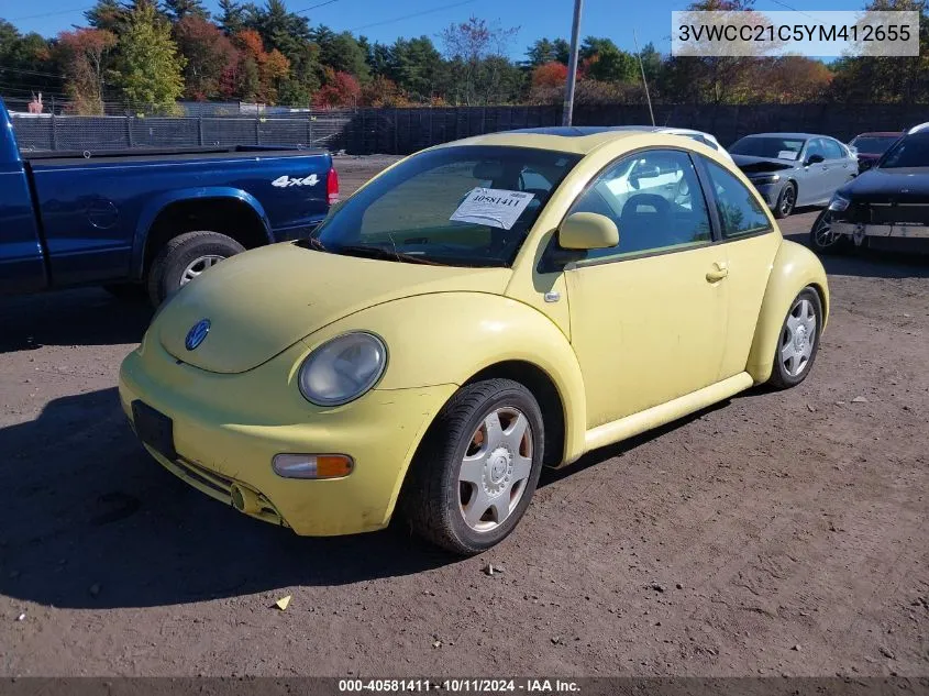 2000 Volkswagen New Beetle Gls VIN: 3VWCC21C5YM412655 Lot: 40581411