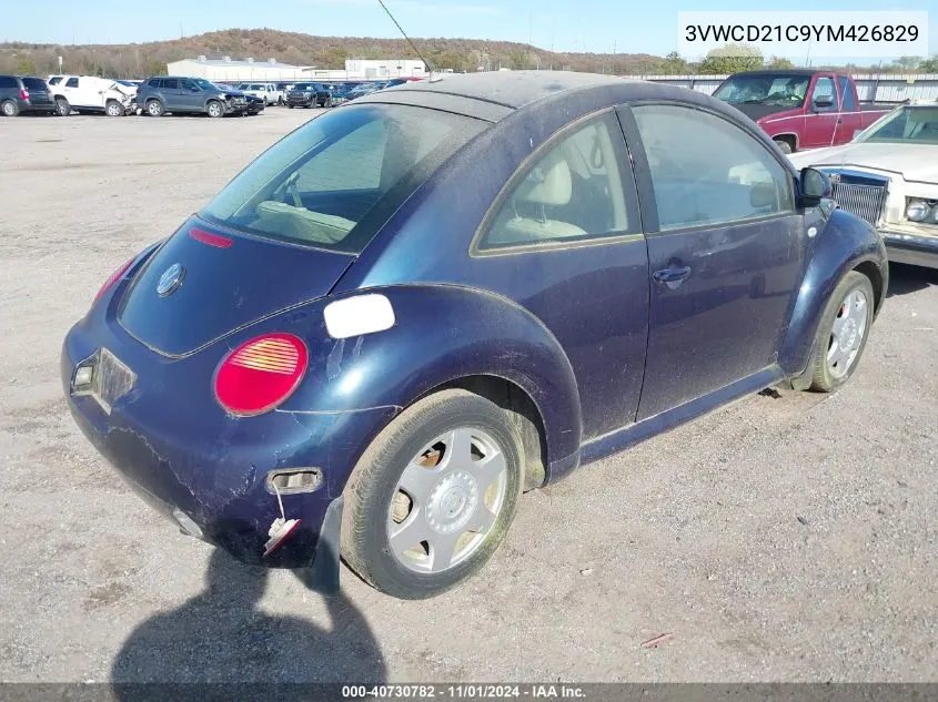 2000 Volkswagen New Beetle Gls 1.8L Turbo VIN: 3VWCD21C9YM426829 Lot: 40730782