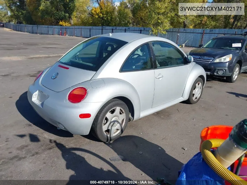 2000 Volkswagen New Beetle Gls VIN: 3VWCC21CXYM402171 Lot: 40749718